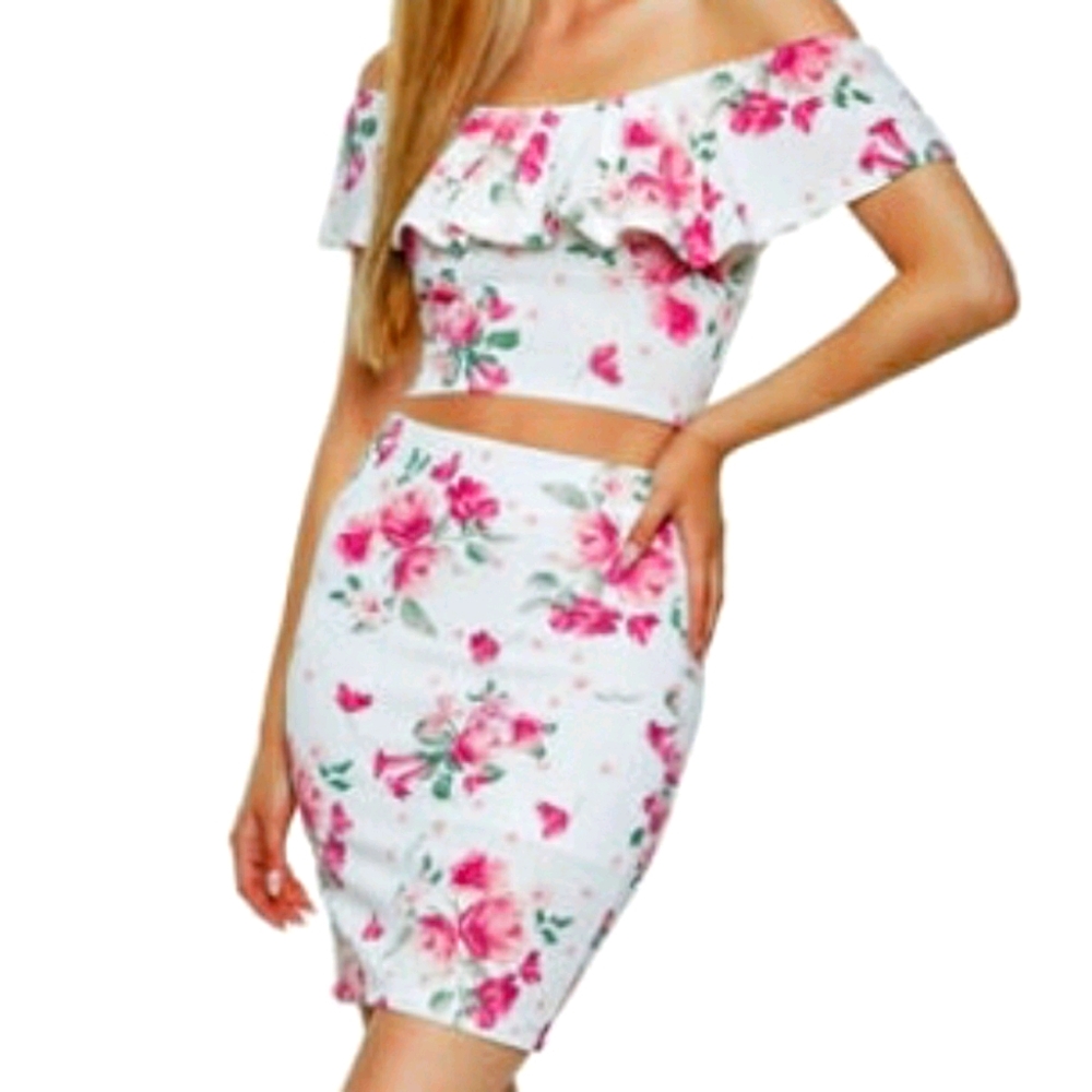 Off the shoulder top and skirt set